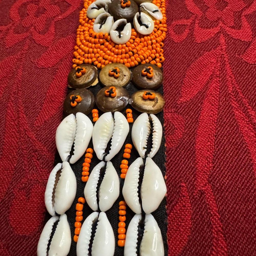 Handcrafted Beaded Belt with Shell Accents